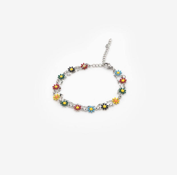 Edelstahl Armband “Rainbow Daisies” (8767967134026)